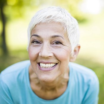 An older woman smiling