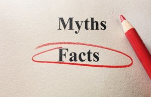 a piece of paper that has "Myths" and "Facts" written on it, but the word "Facts" is circled