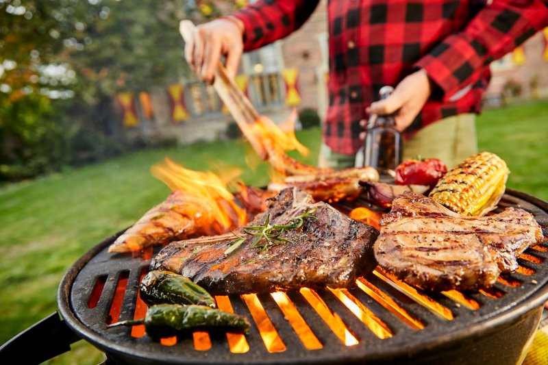 steak cooking on a grill in Crown Point