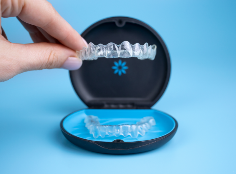 Invisalign aligner in tray